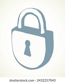 Old iron lock. Vector drawing