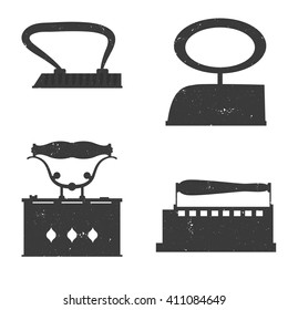 Old iron presses silhouettes
