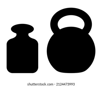 Old iron weight vector icons isolated on white background