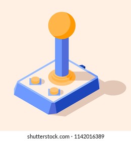 Old isometric joystick. Retro game. Retro game console.