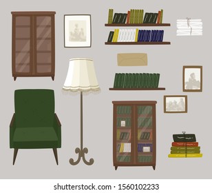 old items. icons on an isolated background.