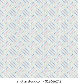 Old Japanese quilting. Sashiko. Seamless pattern. Needlework texture. Geometric background. Abstract backdrop. For decoration or printing on fabric.