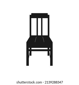 Old Javanese Wooden Chair Silhouette. Furniture Interior vector ilustration in flat cartoon design style. Suitable for many purposes.