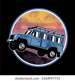 Old jeep editable vector file