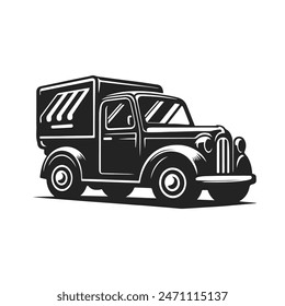 Old Jeep Truck Vector silhouette isolated on white background