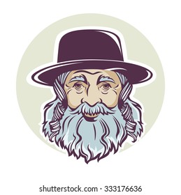 old Jewish man, vector portrait or avatar