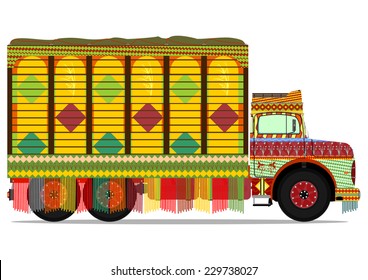 The old jingle truck. Vector illustration without gradients on one layer.