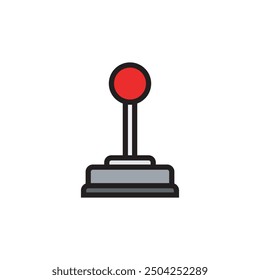 Old joy stick controller console game flat icon vector illustration isolated on white background. 