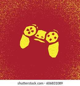 Old Joystick. Games. Vector illustration on grunge texture background