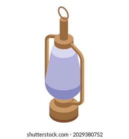 Old kerosene lamp icon isometric vector. Fire lantern. Camp light