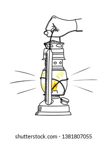 The old kerosene lamp isolated on white background