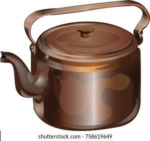 Old kettle Antiques illustration vector isolated