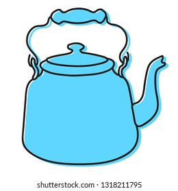 old kettle hand drawn illustration. Icon, graphic symbol, part of image design , kitchen hardware