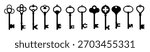 old key black silhouette vector isolated on white background