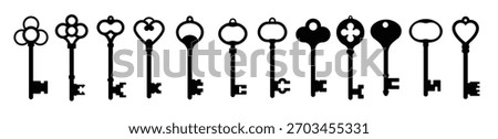 old key black silhouette vector isolated on white background