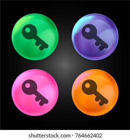 Old key crystal ball design icon in green - blue - pink and orange.
