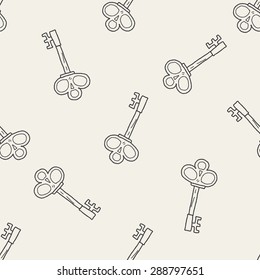 Old Key Doodle Seamless Pattern Background