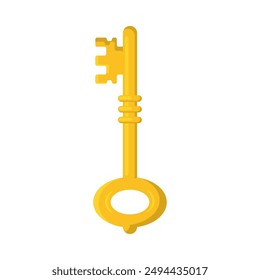 Old key flat vector illustration isolated on a background