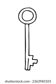 Old key house. Old key silhouette antique lock. Vector illustration