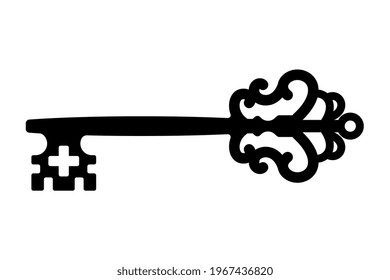 Old key icon isolated on white background