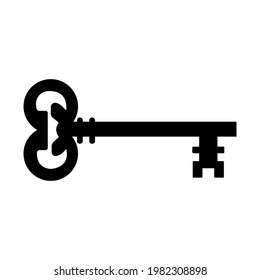 Old key icon isolated vector illustration. High quality black style vector icon