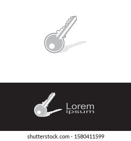 old key icon. Silhouette design. Black pictogram. Monochrome stock vector illustration isolated on white background.