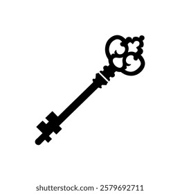 Old key icon silhouette vector illustration on white background