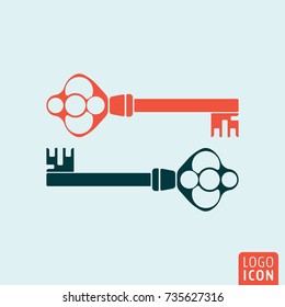 Old key icon. Two antique keys isolated. Vector illustration.