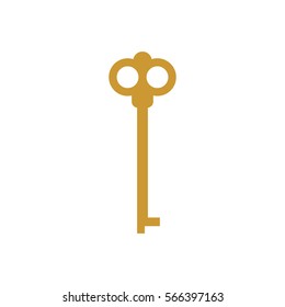 Old key isolated. Ancient door clef on white background. antique object