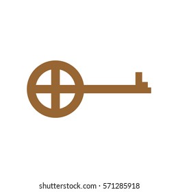 Old key isolated. Ancient door clef on white background. antique object
