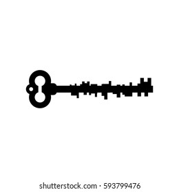 Old key isolated. Ancient door clef on white background. antique object
