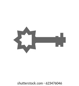 Old key isolated. Ancient door clef on white background. antique object
