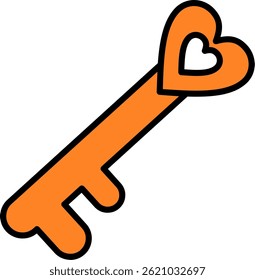 Old Key Line Filled Vector Icon Design