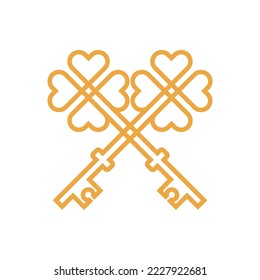 Icono de logotipo de la clave antigua. Ilustración vectorial de diseño de claves