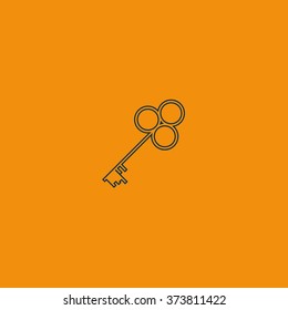 Old key silhouette. Flat icon.