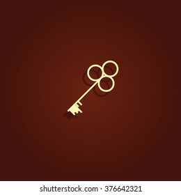 Old key silhouette. Flat icon.