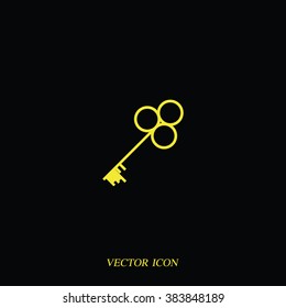 Old key silhouette. Flat icon