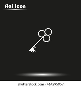 Old key silhouette. Flat icon.