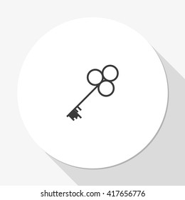 Old key silhouette. Flat icon.