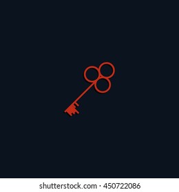 Old key silhouette. Flat icon.