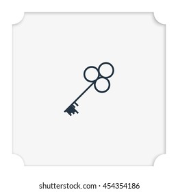 Old key silhouette. Flat icon.
