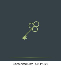 Old key silhouette. Flat icon.