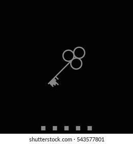 Old key silhouette. Flat icon.