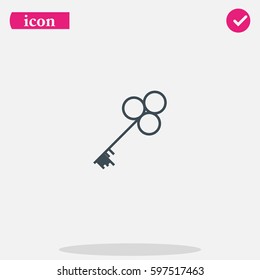 Old key silhouette. Flat icon.