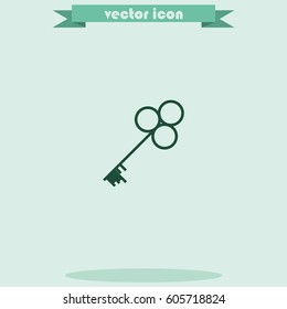 Old key silhouette. Flat icon.