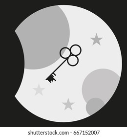 Old key silhouette. Flat icon.