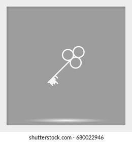 Old key silhouette. Flat icon.