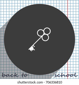 Old key silhouette. Flat icon.