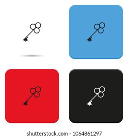Old key silhouette flat vector icon.