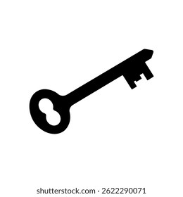 Old key silhouette icon vector flat design.